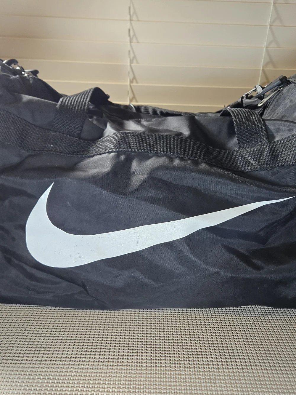 Nike Black Duffle Bag with White Swoosh